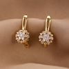 1pair Cubic Zirconia Flower Drop Earrings English Lock Earrings Fashionable Versatile Women's Ear Accessories
