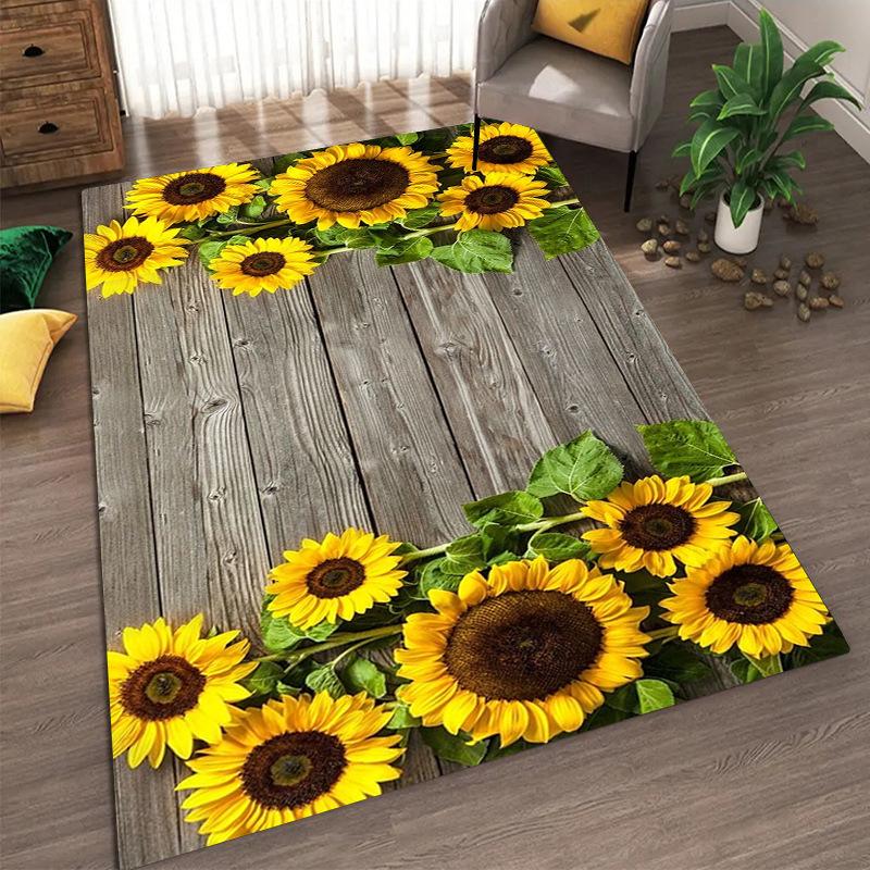 Ковровое покрытие с рисунком подсолнуха для гостиной, устойчивое к грязи и простое в уходе, коврик для ног, большой напольный коврик для спальни