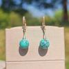 1 Pair Fashion Round Turquoise Dangle Earrings for Women Cubic Zirconia Jewelry Christmas Party Accessories