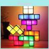Светодиодная настольная лампа Tetris 3d с функцией изменения цвета для освещения детской комнаты