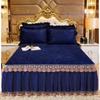 European Flannel Quilted Bed Skirt Soft Elegant Crystal Velvet Bedspread King Size Short Plush Bed Cover Not Included Pillowcase
