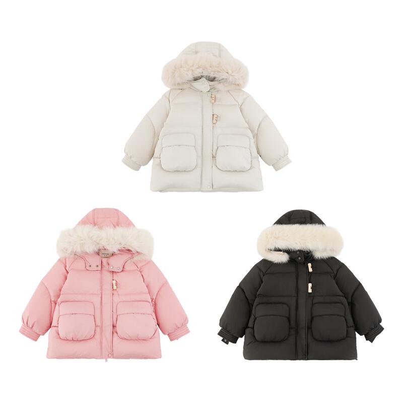 Yoyou Girls' Утепленная зимняя куртка с отстегивающимся меховым воротником