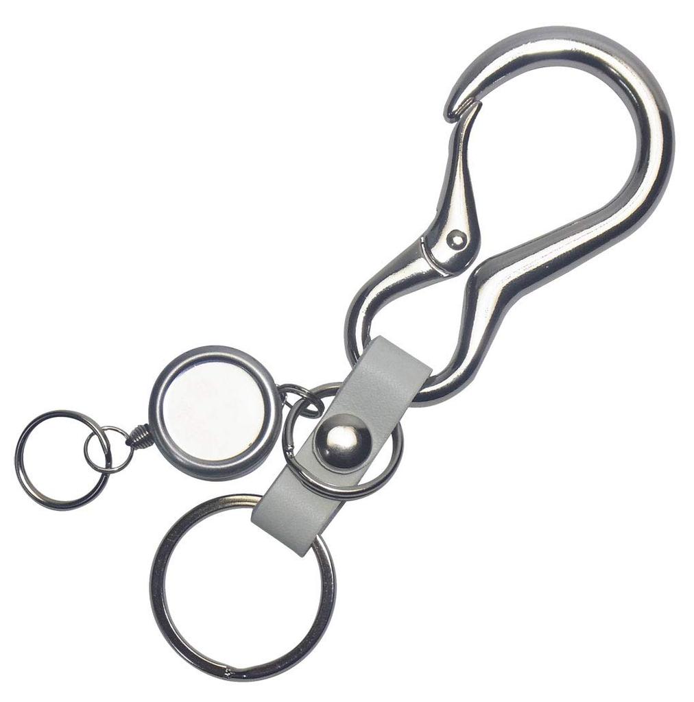 Tochigi Leather Keychain for Men and Made in with Tochigi and Reel Key [highstyle] Women, Japan, Leather, Carabiner, (White)