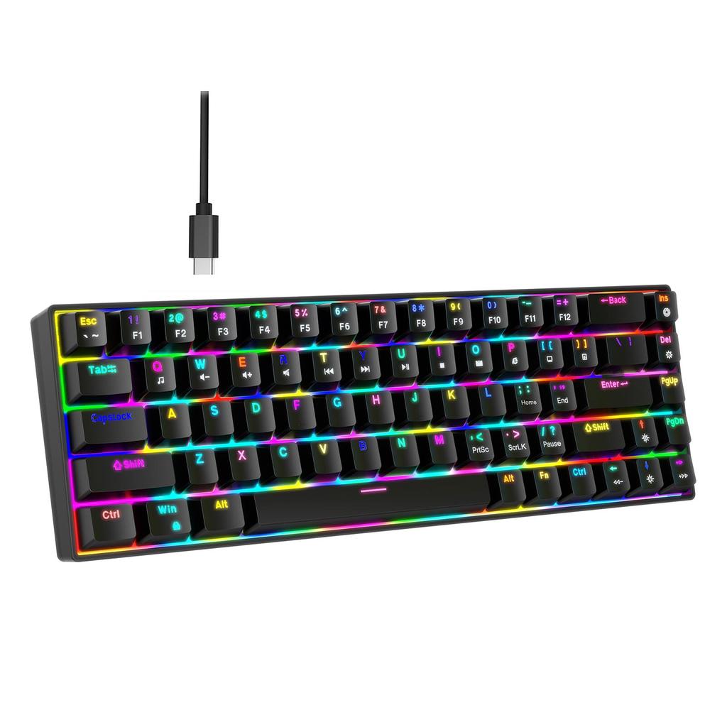 68 Клавиш Проводная Механическая Клавиатура RGB Подсветка Горячая Замена Компактный Дизайн для Игр