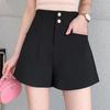 Шорты А-силуэта с высокой талией и широкими штанинами в корейском стиле для женщин - Летняя мода 2024