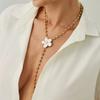 Gold Flower Necklace Metal Women Long Necklace Geometric Sweater Chain  Girls