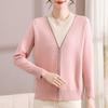 Spring New Mother Outfit Middle-aged Women's Knitted Sweater Round Neck Thin Long-sleeved Sweater Loose Mother-in-law Top