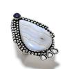 Blue Lace Agate, Lapis Handmade 925 Sterling Silver Ring Size 9 B6P89