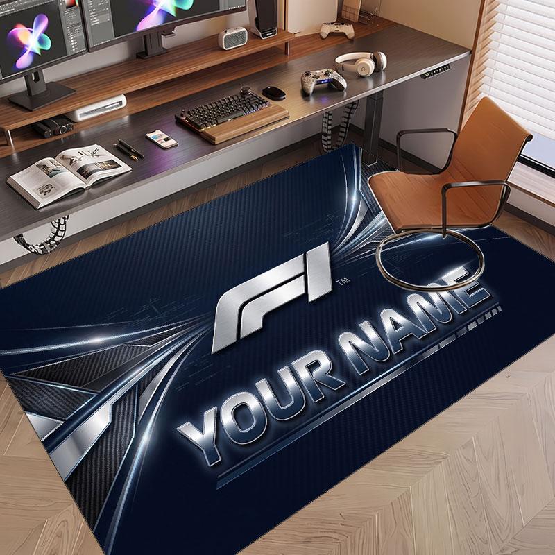 Custom Rug F1 Pattern Print Name Text Soft Non‑Slip Floor Carpet for Home Indoor Decoration