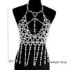 Sparkling Crystal Body Chain Women Electroplated Copper With White Red Rhinestones Wave Design Bridal Party Wear Accessory