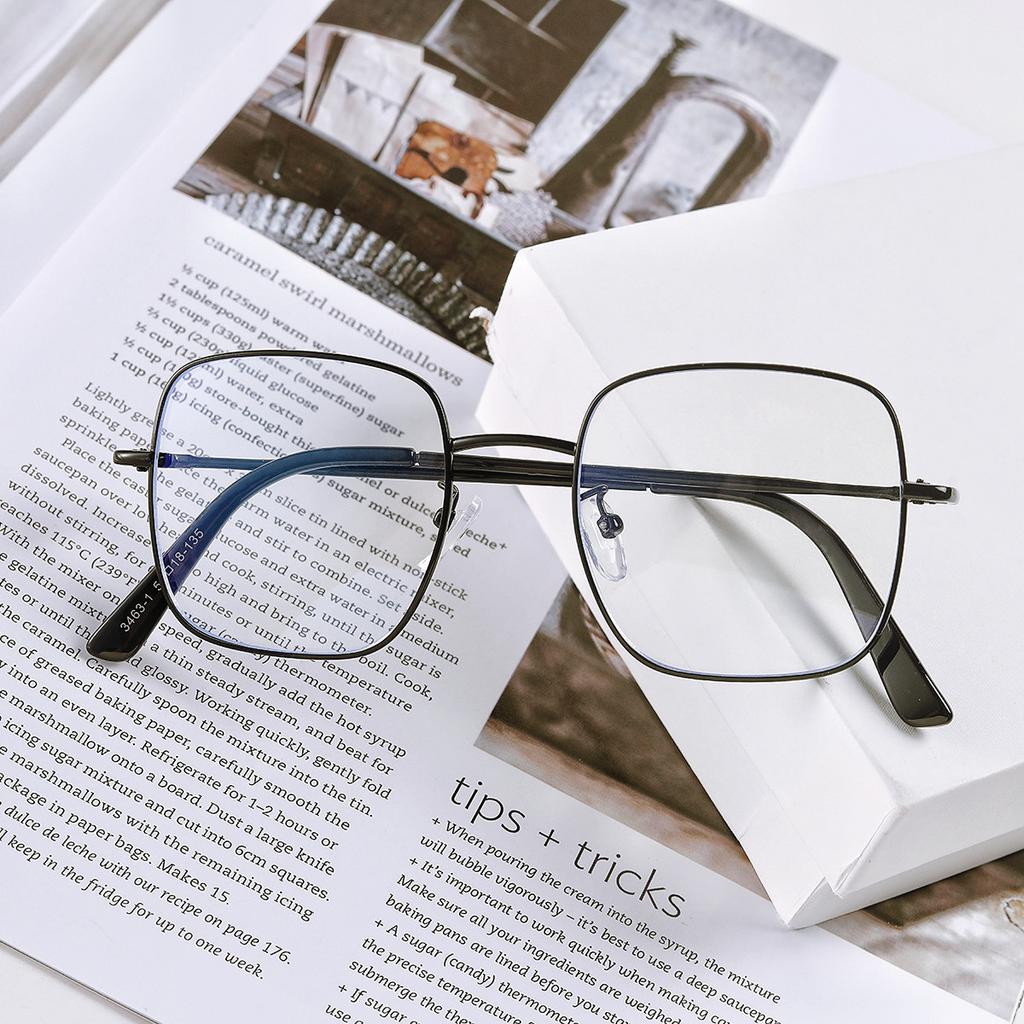 Очки 3463 с круглым лицом, металлическая квадратная оправа, ретро, большая оправа, плоское зеркало