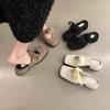 Fashion 2024 New Retro Thick Heel Bao Head Half Slippers Women Wear Spring and Summer Square Head Fairy Slip-on Single Shoes