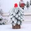 Mini Christmas Tree Small Tabletop Artificial Flocking Snow Christmas Tree with Wooden Stand for Dining Table Desk Home Holiday Decoration