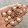 6 Pairs Of Round Pearl Fashion Earrings Diamond Flower Ladies Earrings Jewelry