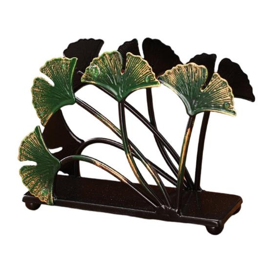 Ginkgo Vertical Napkin Holder Rustic Ginkgo Leaves Napkin Storage Holder Metal Paper Towel Dispenser Kitchen Tabletop Decorative Organizer