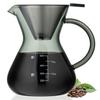 POKALOTEA Drip Coffee Server, Ink Black, 500ml, No Paper Coffee Filter Required, Reusable Stainless Steel Filter, Double-Layer Mesh, Microwave Safe,