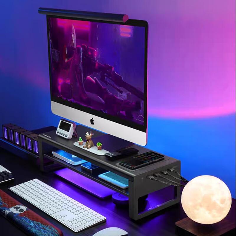 Dual-Layer Monitor Stand with Wireless and Type-C Charging