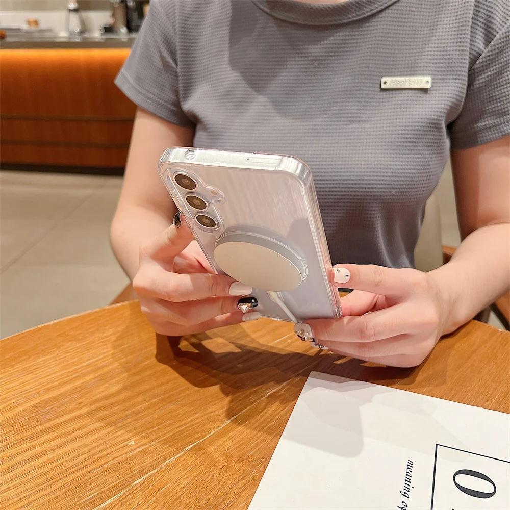 Магнитный прозрачный акриловый чехол для Samsung Galaxy S24 S23 S21 FE S25 Plus Ultra Note 20 10 Plus Для Magsafe Беспроводная зарядка Чехол