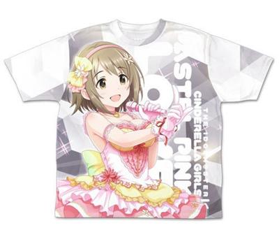 Футболка IDOLM@STER с двухсторонним принтом «Девочки-Золушки» пастельно-розового цвета с изображением Канако Мимура и полной графикой, размер S