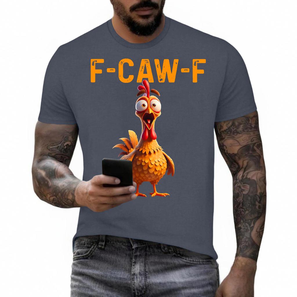 Смешная футболка с петухом, кукарекающим F-Caw-F, и каламбуром