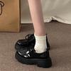 Platform Small Leather Shoes Women's New Spring and Autumn Versatile Black Single Shoes Muffin Shoes