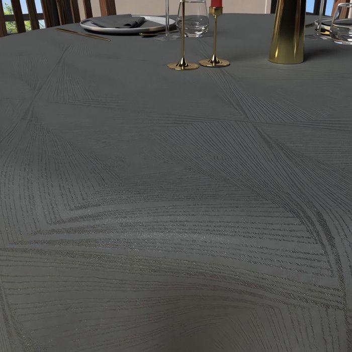 Round Stain-resistant Tablecloth Diameter 180 Cm LUXURY Gray, by Soleil d'Ocre
