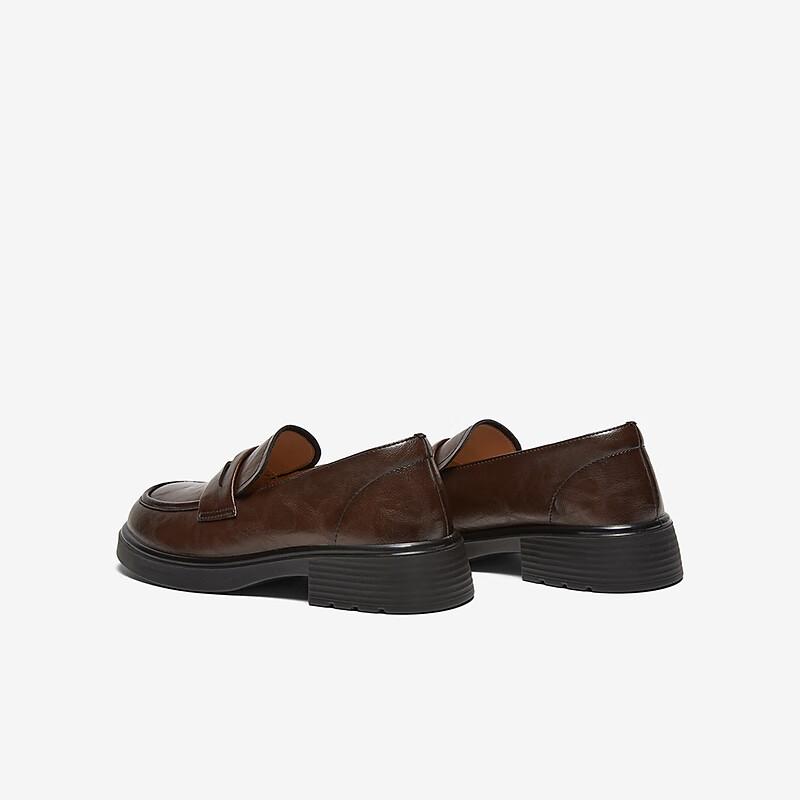 BASTO Leather Women Chunky Heel Single Shoes