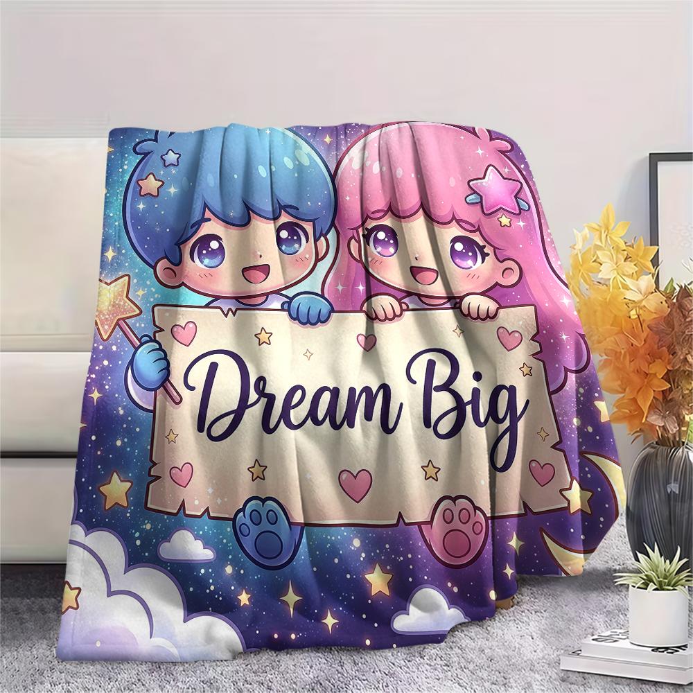 1 шт. Фланелевое одеяло с принтом Little Twin Stars, Высококачественное, Для всех сезонов, Декор для дома, Тепло и уют, Идеально для рождественских подарков