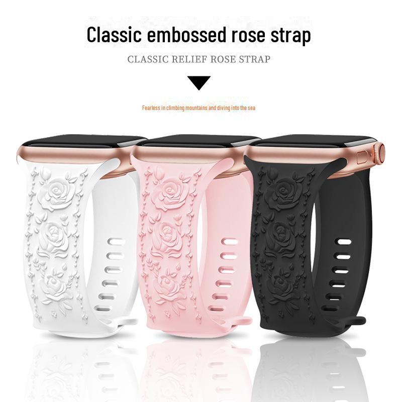 Спортивный ремешок с тиснением Big Rose для Apple Watch (Серии 1-9)