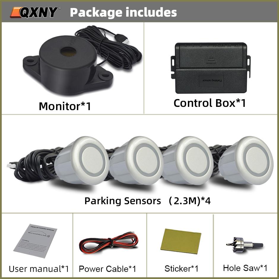Автомобильный парктроник, радар заднего хода с 4 датчиками парковки, комплект зуммера, звуковая сигнализация, детектор, система заднего вида без дисплея, монитор