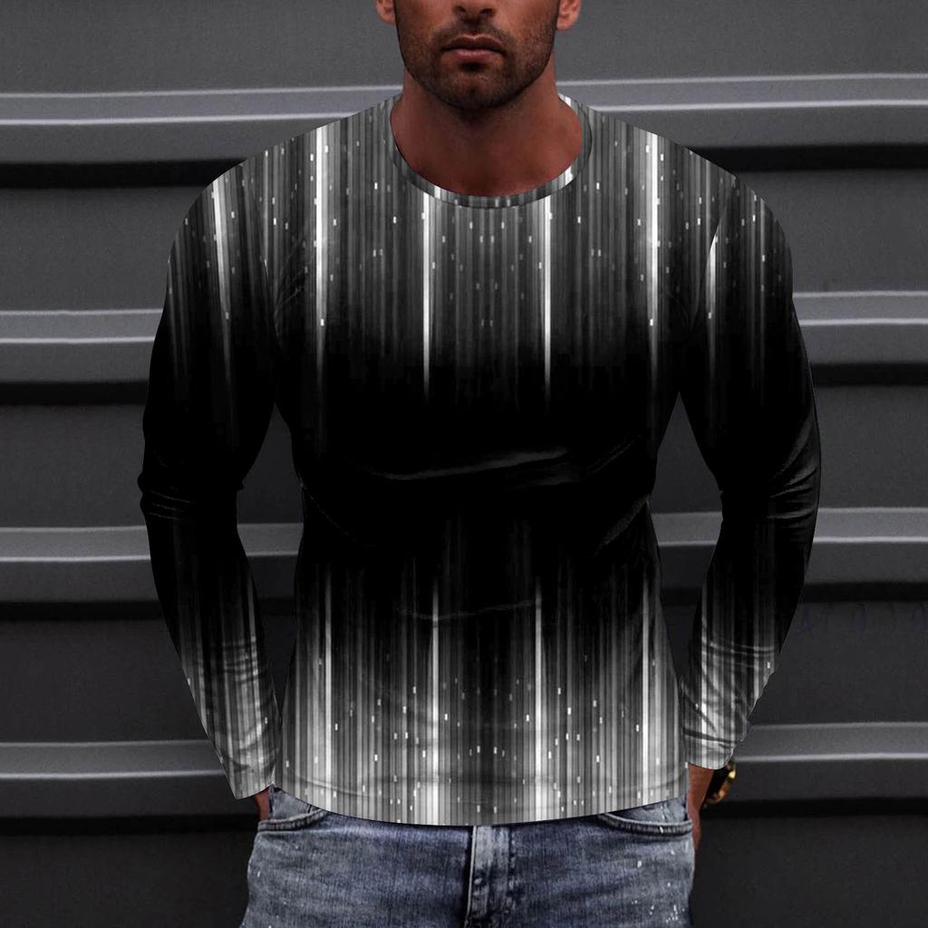 Муж. Футболка Круглый вырез Одежда Одежда На открытом воздухе Длинный рукав С принтом Модельер Винтаж