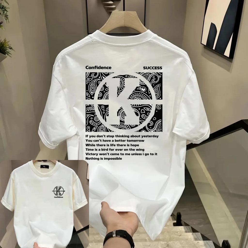 Summer fashion top: Loose neutral pure cotton American T-shirt daily wear for couples short-sleeved men pure cotton 2025