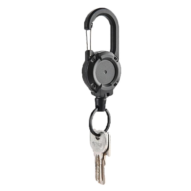 1Pc Wire Rope Sporty Retractable Key Chain Anti-Lost Metal Easy-To-Pull Buckle