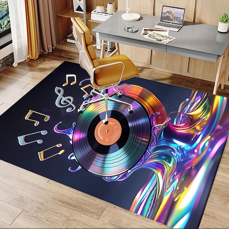 Colorful Vinyl Record Chair Mat: Office Carpet, Oversized Rug for Home Decor, Sofa Mat, Desk Pad Gift Suitable for Bedroom, Living Room, Any Room