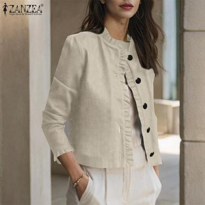 Женские винтажные рубашки с круглым вырезом и длинным рукавом и карманами