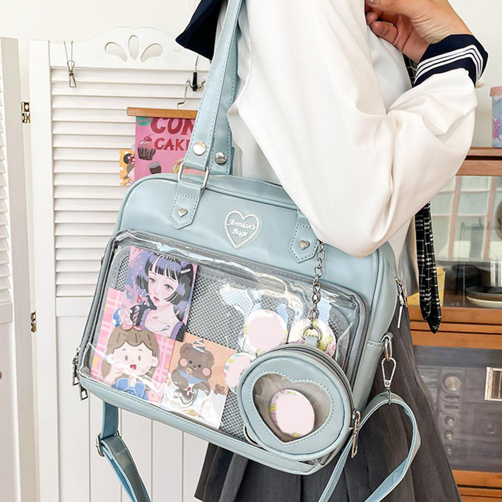 Harajuku Itabag Girls PU Transparent Bag School Student Handbags Ita Bag Tote JK Uniform Shoulder Crossbody Bag