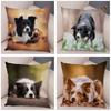 Soft Plush Cute Pet Animal  Cushion Cover Scotland Border Collie Pillowcase for Sofa Car Decor Dog Printed Pillow Case