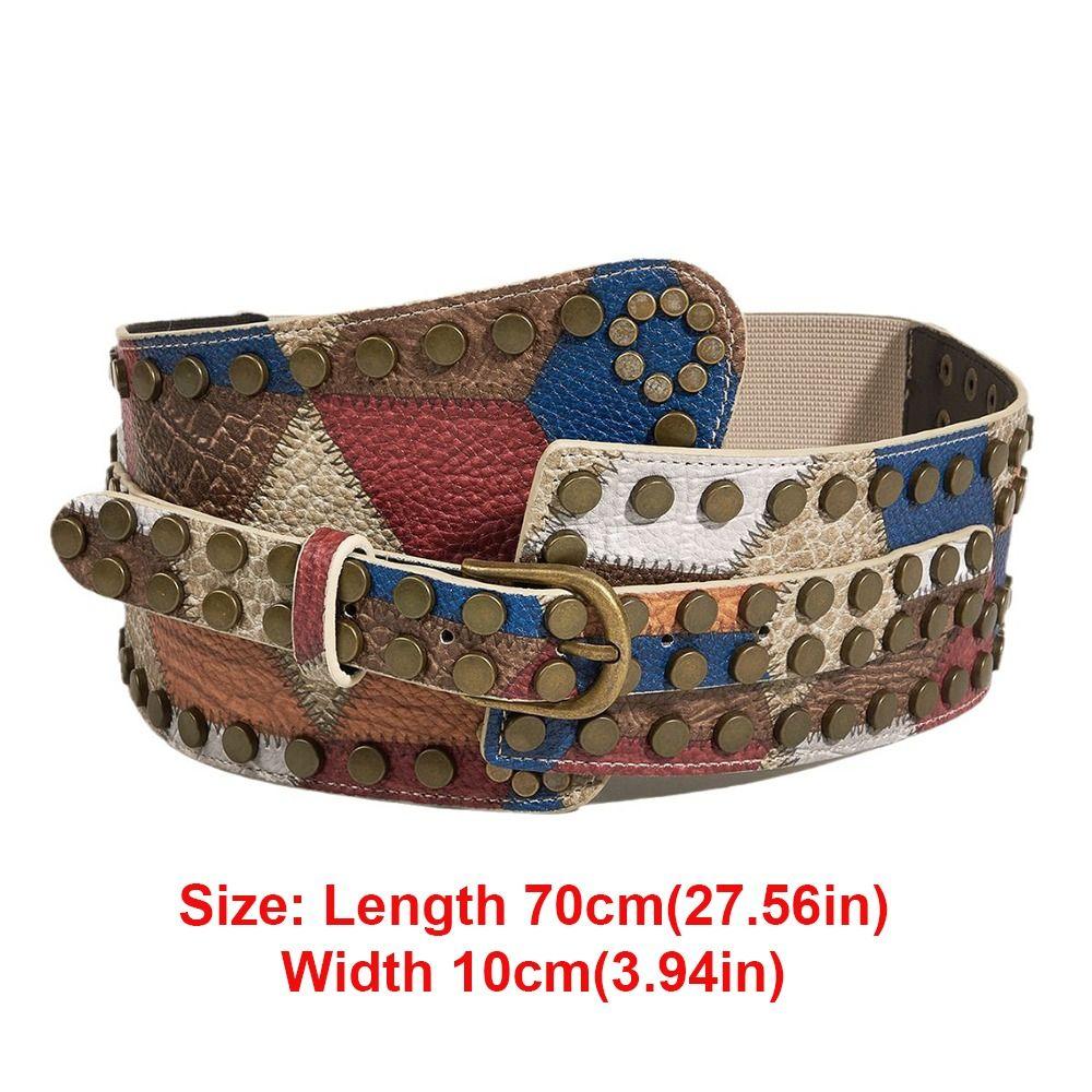 Vintage Rivet Waist Cinch Belt Grommet PU Leather Waistband Fashion Waist Belt  Women Ladies