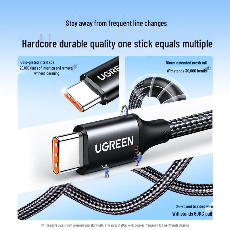 Ugreen Плетеный кабель 100 Вт USB-A на Type-C для быстрой зарядки