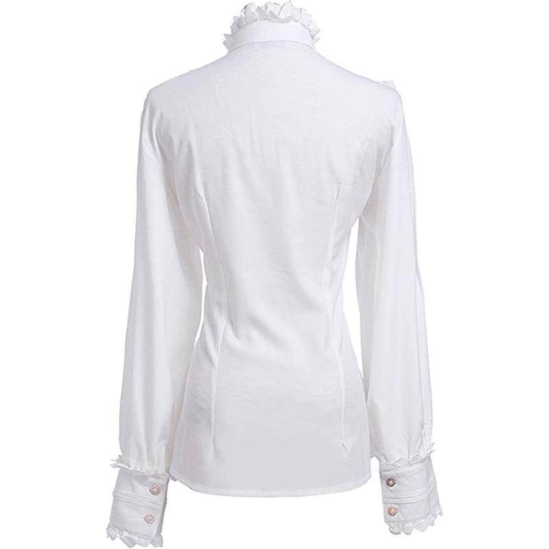 Pirate Blouse Ruffled Shirt Womens White Long Sleeve Victorian Blouse Womens Gothic Lolita Shirt