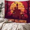 Home bedside room decoration Halloween tapestry, witch skull ghost print hanging cloth, background wall covering