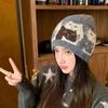 Warm Jacquard Pattern Beanies Fair Isle Style Printing Knit Cap Jacquard Cat Knitted Hat Girls