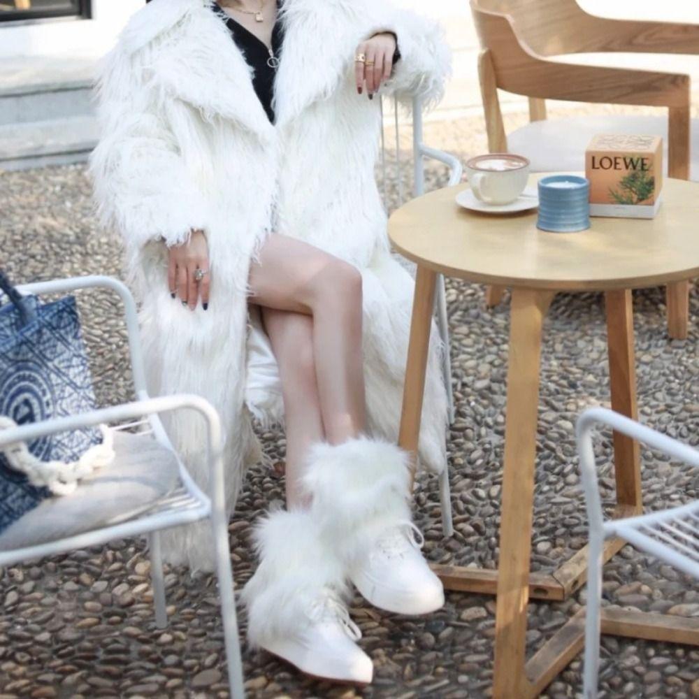 Гетры из искусственного меха в стиле Лолита, утолщенные, длинные носки-гольфы, имитация меха, пушистые гетры, осень/зима