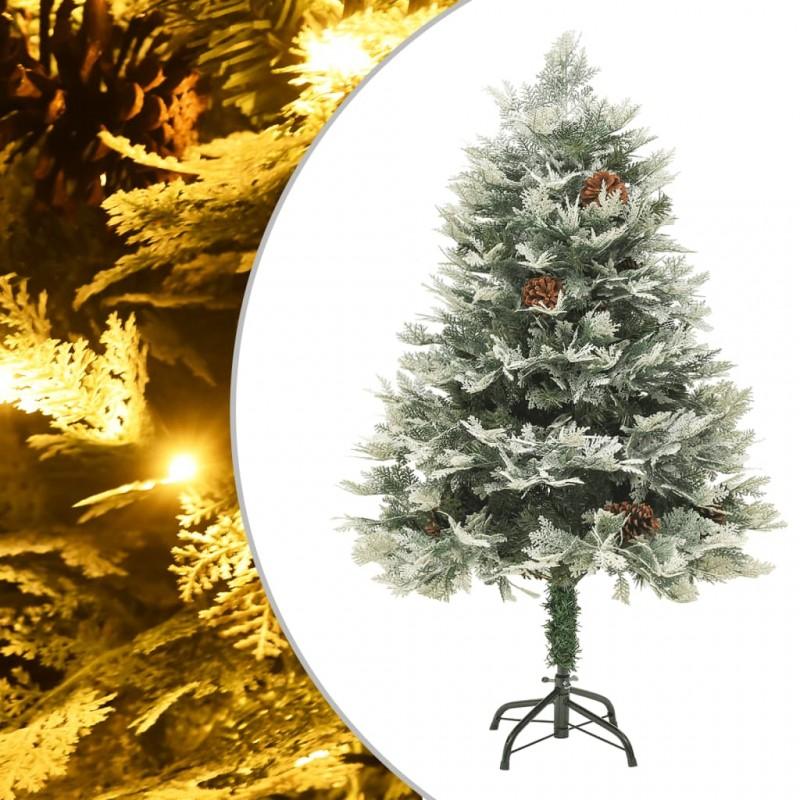 Day and Night - Day and Night Christmas Tree with Lights and Pine Cones PVC PE Green 150 Cm
