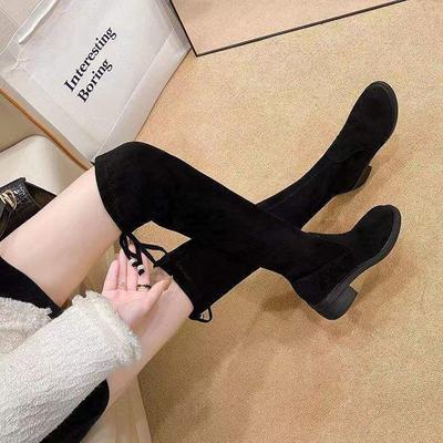 Сапоги ботфорты Сапоги Женские 2025 Осень и Зима Новые Сапоги на Высоком Каблуке Рыцарские Женские Туфли Ботинки Мартин Высокие Сапоги