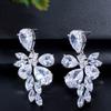 CMM Luxury Bridal Silver Color Jewelry Water Drop Cubic Zirconia Drop Earrings