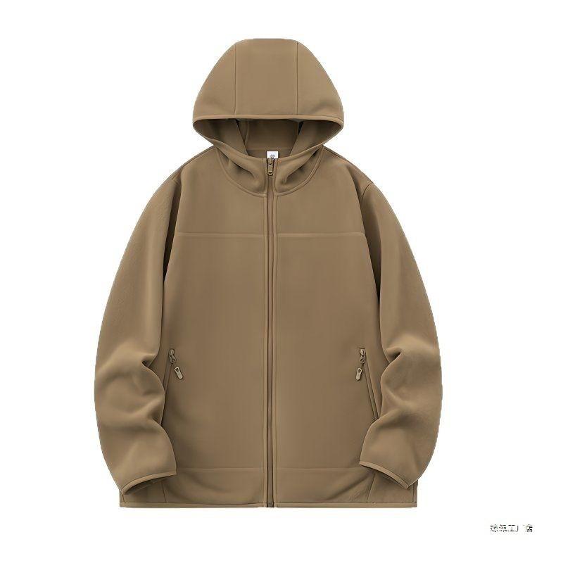 Mens Hooded Fleece Pullover Jacket Loose Fit Warm Winter Casual Outerwear With Zipper Pockets