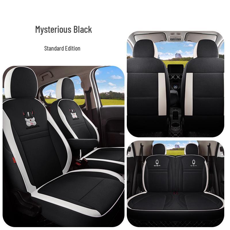 Great Wall ORA Cartoon Full Linen Four Seasons Seat Cushion for Five-Seat Electric Cars.