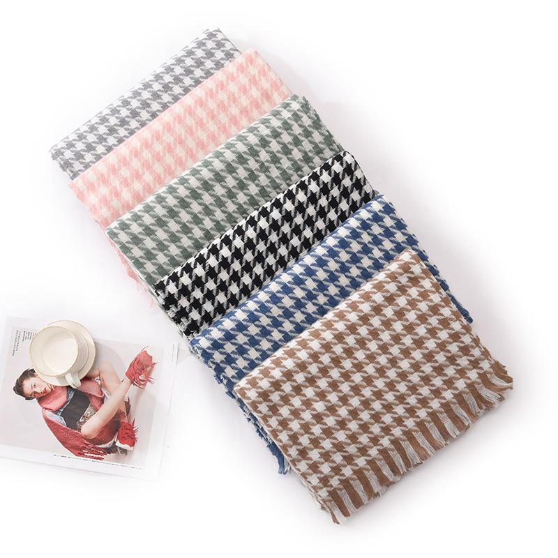 Qiandongge Scarf Women's Warm Scarf Neck Cashmere Scarf Plaid Thick Scarf Winter Explosion
