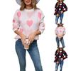 Women's Loose Casual  Fashion Round Neck Heart Sweater Knitted Bottoming Shirt Sweater